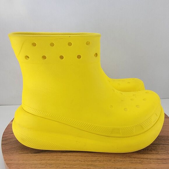 Crocs Mens 5 / Womens 7 Yellow Crush Rain Platform Boots 207946 - Picture 3 of 8